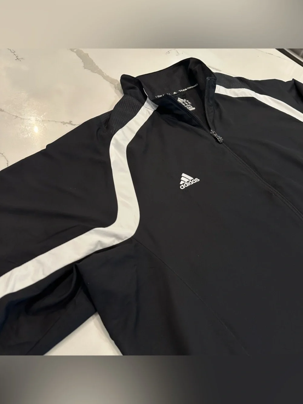 Vintage Adidas Climaproof Windbreaker Jacket Mens 2XL Black White Team Track Y2K